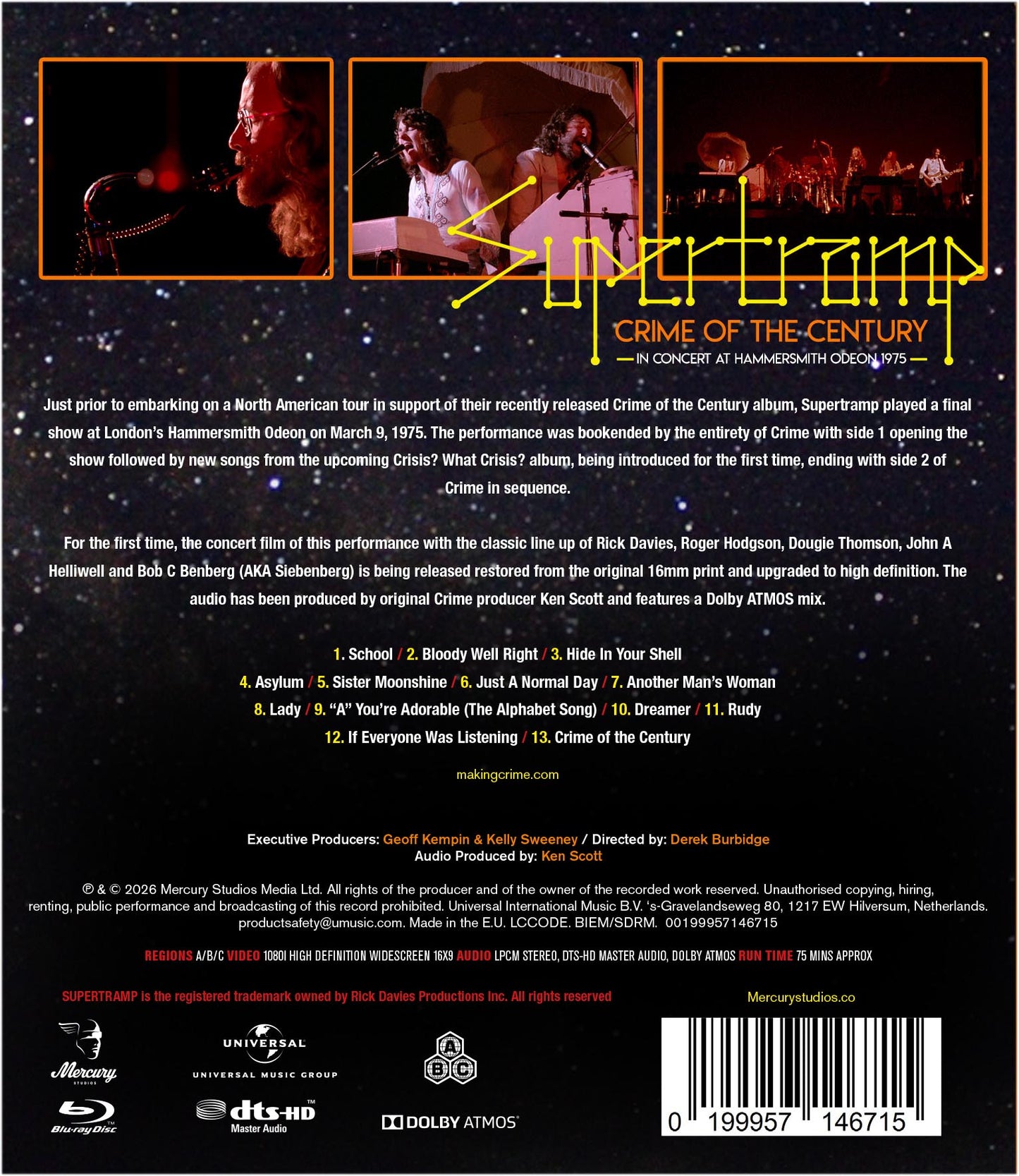Supertramp - Crime of the Century' in Concert at the Hammersmith Odeon 1975 (Preorder 29/05/26)