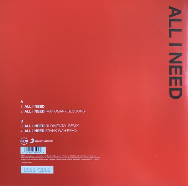 Jake Bugg - All I Need - The Vault Collective ltd