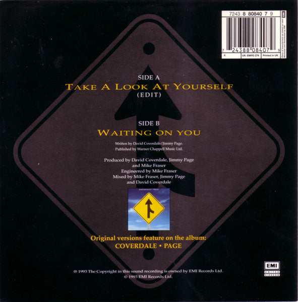 Coverdale Page – Take A Look At Yourself (Preloved 7" VG+/NM Numbered 04868) - The Vault Collective ltd