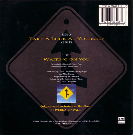 Coverdale Page – Take A Look At Yourself (Preloved 7" VG+/NM Numbered 04868) - The Vault Collective ltd