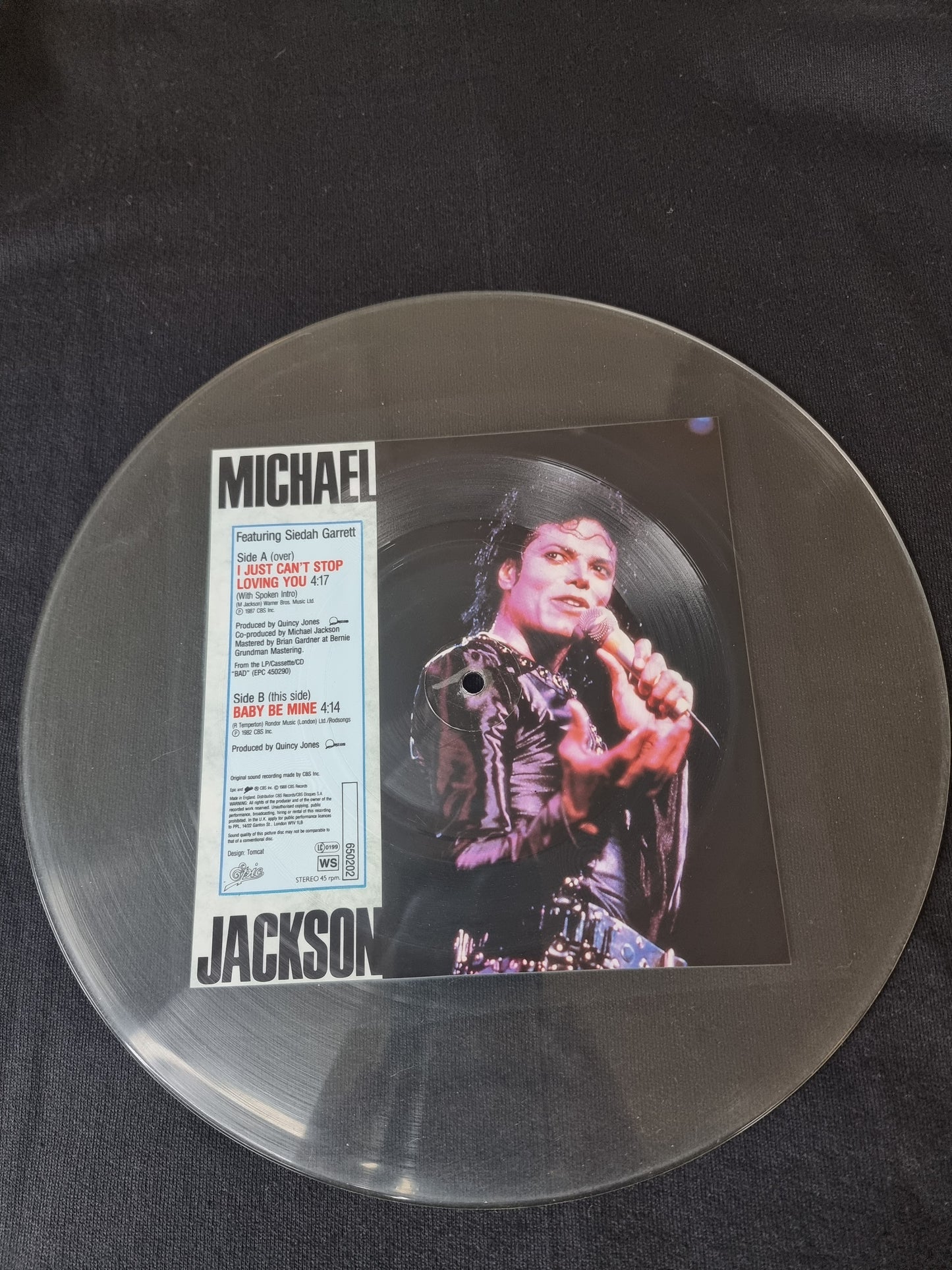 Michael Jackson ‎– I Just Can't Stop Loving You ( 7", 45 RPM, Single, Picture Disc, Test Pressing, Uncut )