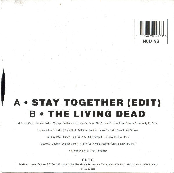 Suede - Stay Together (Preloved 7" VG+/NM) - The Vault Collective ltd