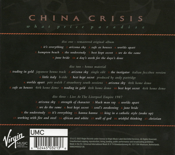 China Crisis - What Price Paradise - The Vault Collective ltd